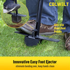 Colwelt Sod Plugger Tool 36-INCH, Grass Plug Tool 3 x 3 Square with Serrated Base, Bulb Planter Tool Long Handle with Dual Pedals & Easy Foot Ejector, Sod Turf Cutter for Lawn Planting Grass Repair