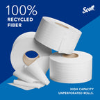 Scott Professional 100% Recycled Fiber High-Capacity Jumbo Roll Toilet Paper, Bulk (67805), 2-Ply, Septic Safe, White, Non-Perforated (12 Rolls at 1,000' Each, 12,000'/Case)