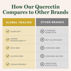 Global Healing Center Quercetin 250 mg Supplement to Support Immune System, Includes QuerceFIT Without Bromelain & Zinc (60 Capsules)
