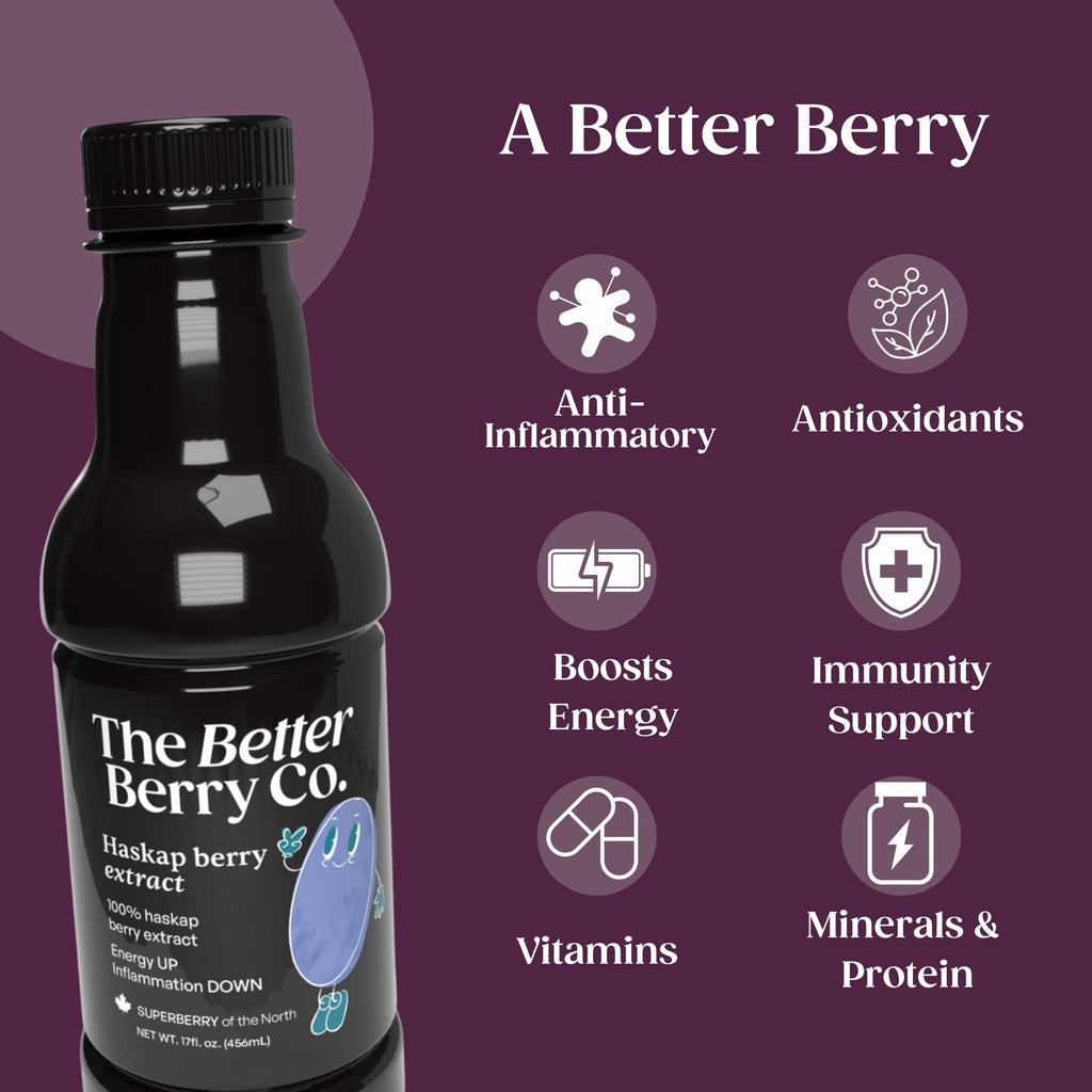 Got Inflammation? Get Haskap | 100% Pressed Haskap Berry Juice | Naturally Delicious | Nothing Added | Rich in Anthocyanins (red-purple color), Polyphenols & Bioflavonoids | Just 1–2 TBSP Daily | 17 fl oz Bottle | Refrigerate After Opening | The Inflammat