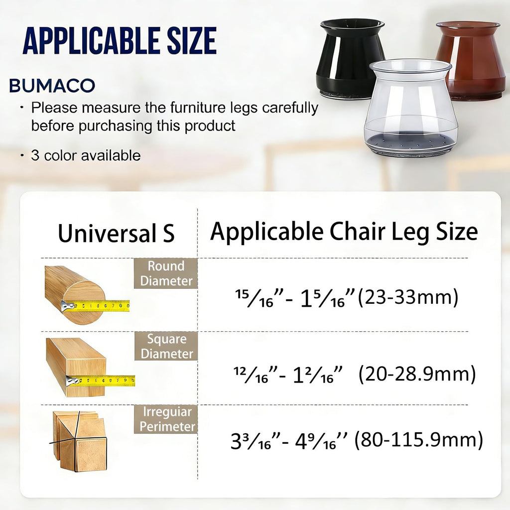 BUMACO 40Pcs Chair Leg Floor Protectors Chair Leg Protectors for Hardwood Floors Silicone Pads Covers to Protect Floors Clear Universal S (15/16" to 1-5/16")