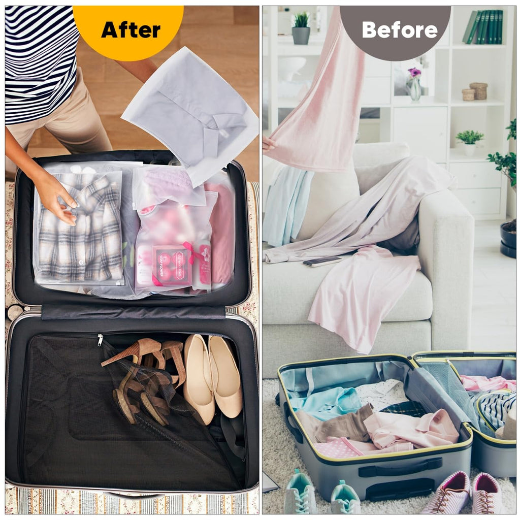 14x18 Inch Clothes Packaging Bags for Shipping, 50Pcs 2 Gallon Frosted Zipper Clothing Packaging Bags for small business, Clear Apparel Bag for Winter clothes, blankets, backpack | No Vent Holes