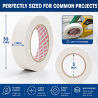 SWRT Masking Tape 1 inch x 55 Yards x 24 Rolls (1320 Total Yards), Masking Tape Bulk for General Purpose, Beige White Tape for Painting, Labeling, Packaging, Crafting & DIY Projects