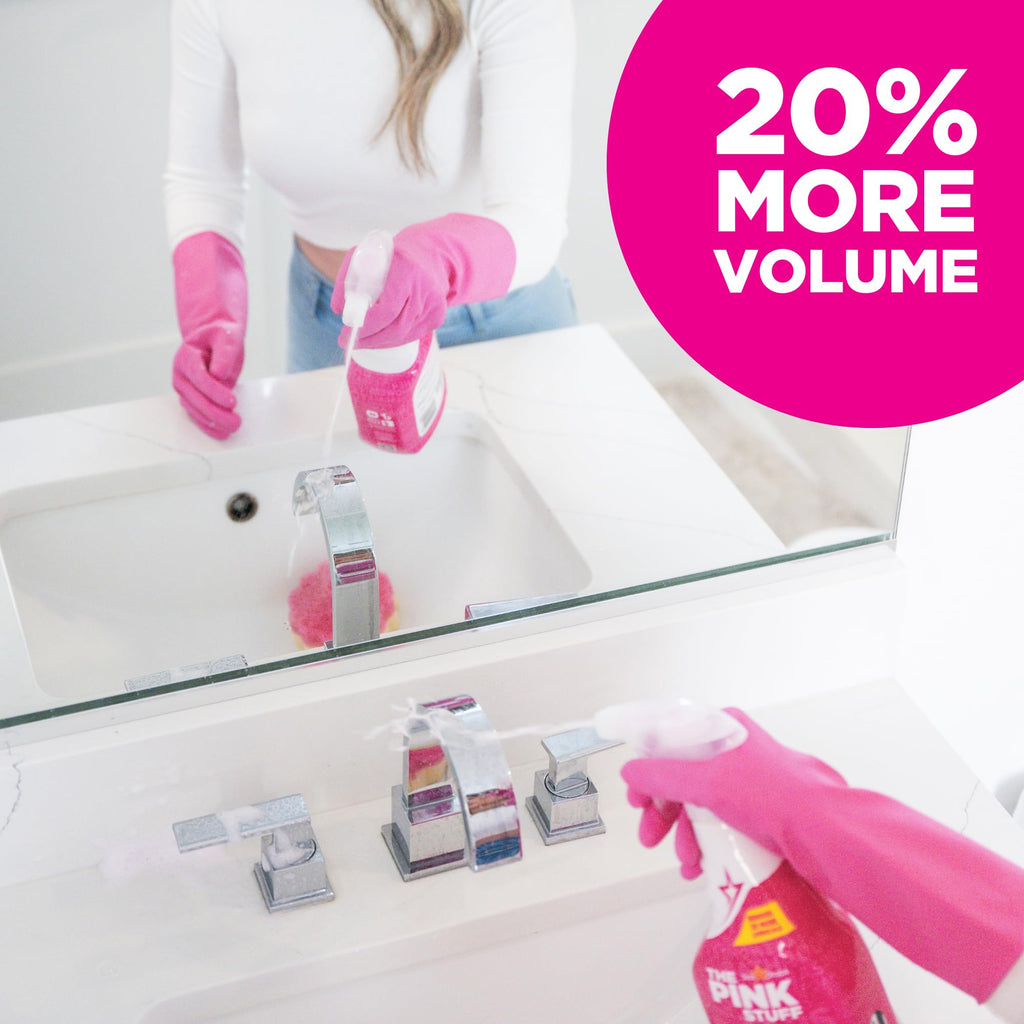 Stardrops - The Pink Stuff Miracle Bathroom Foam Cleaner, 30 fl oz – Now 20% More! Powerful Foaming Action for Showers, Sinks, Tubs & Tiles – Removes Soap Scum, Limescale & Grime with Ease (Pack of 3)