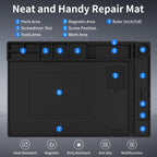 STREBITO Solder Mat Electronics Mat Silicone Repair Mat, Heat Resistant 932°F, Magnetic Project Mat Solder Pad for Soldering, Computer, Laptop, Cell Phone, RC, Gun, Size 17.7" x 11.8" (Black)