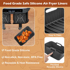2Pcs Silicone Air Fryer Liners for Ninja Foodi Dual DZ201, Non-Stick Air Fryer Basket Accessories, Reusable Liners Fits 8 QT