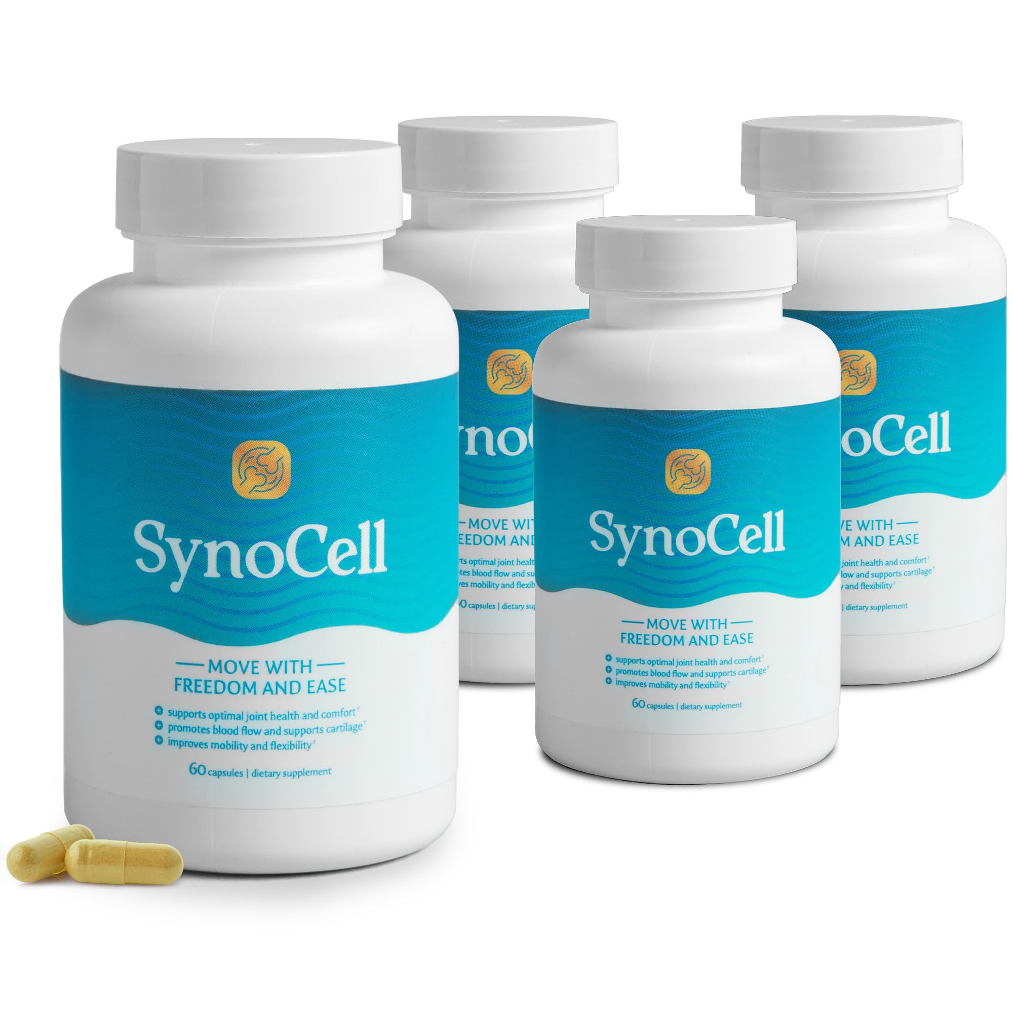 Synocell Glucosamine Chondroitin Complex 4 Pack Back, Neck, and Joint Support Supplement with Boswellia, Quercetin, & MSM - Renew Your Joints from The Inside Out - Move with Freedom and Ease