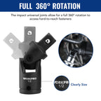 WORKPRO 18-Piece Impact Socket Extension Set, Includes Socket Adapters, Ratchet Extension Set, Swivel Universal Joints and Impact Coupler, 1/4", 3/8" & 1/2" Drive