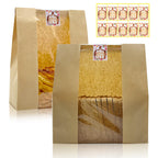 HiCivan 15.7x10.2x5.1in Extra Large Paper Bread Bags for Homemade Bread with Window&Sticker for Supersized Sourdough Bread, Oversized Bread Loaf, Baked Goods, Packaging for Gifting-Brown Kraft 50Pcs
