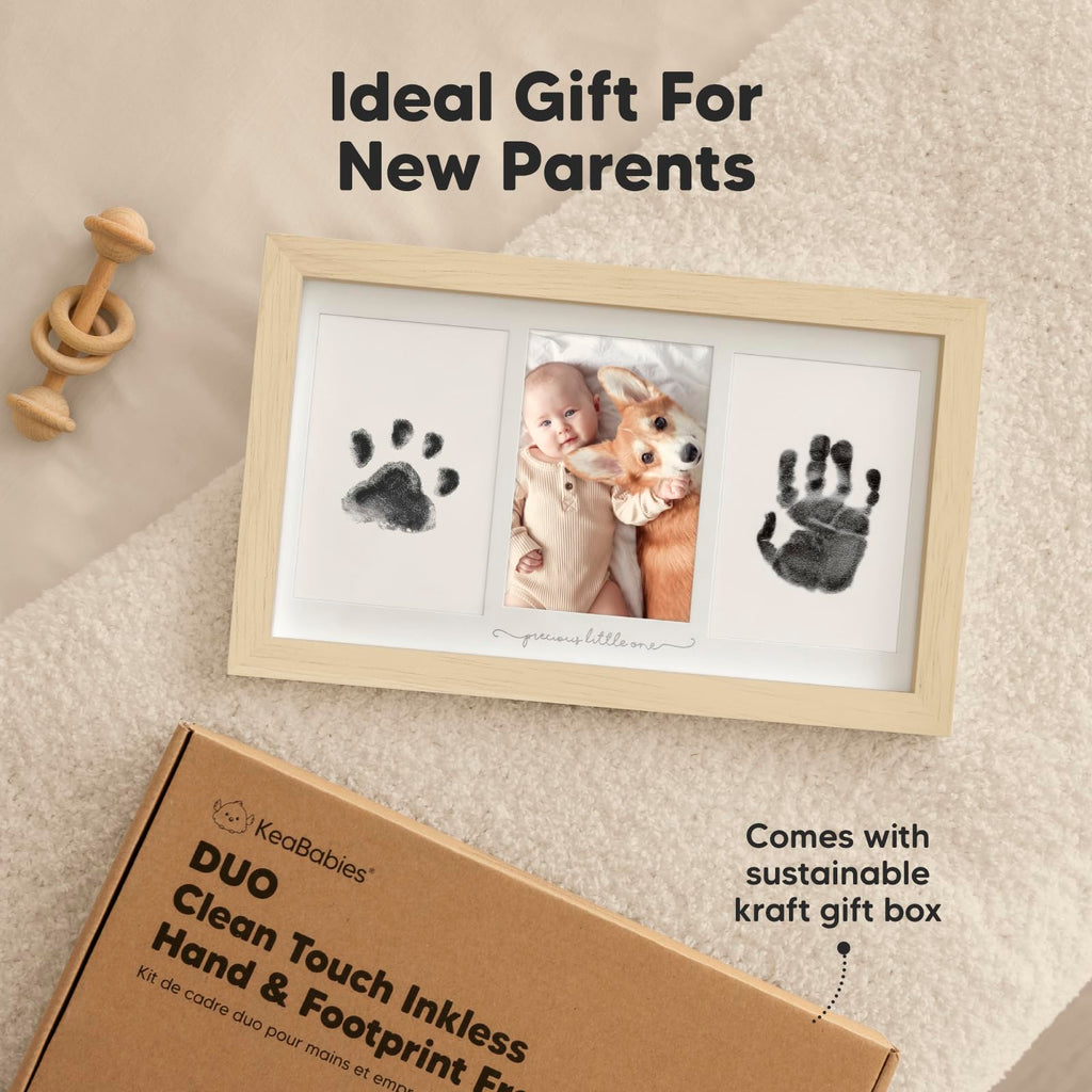 Inkless Hand and Footprint Kit, Boy Girl Newborn Keepsake (Ash Wood)