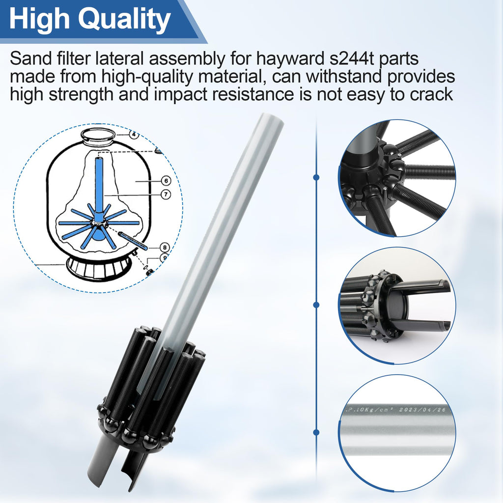 FATCANMA Upgrade SX244DA Lateral Assembly for Hayward s244t Sand Filter Tank, Center Pipe Threaded Lateral Compatible with Hayward S244T, S244TC, S270T, S270T2 Sand Filter Replacement Parts