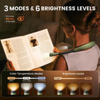 Glocusent Reading Light LED Neck Light,80-hr Rechargeable Book Light