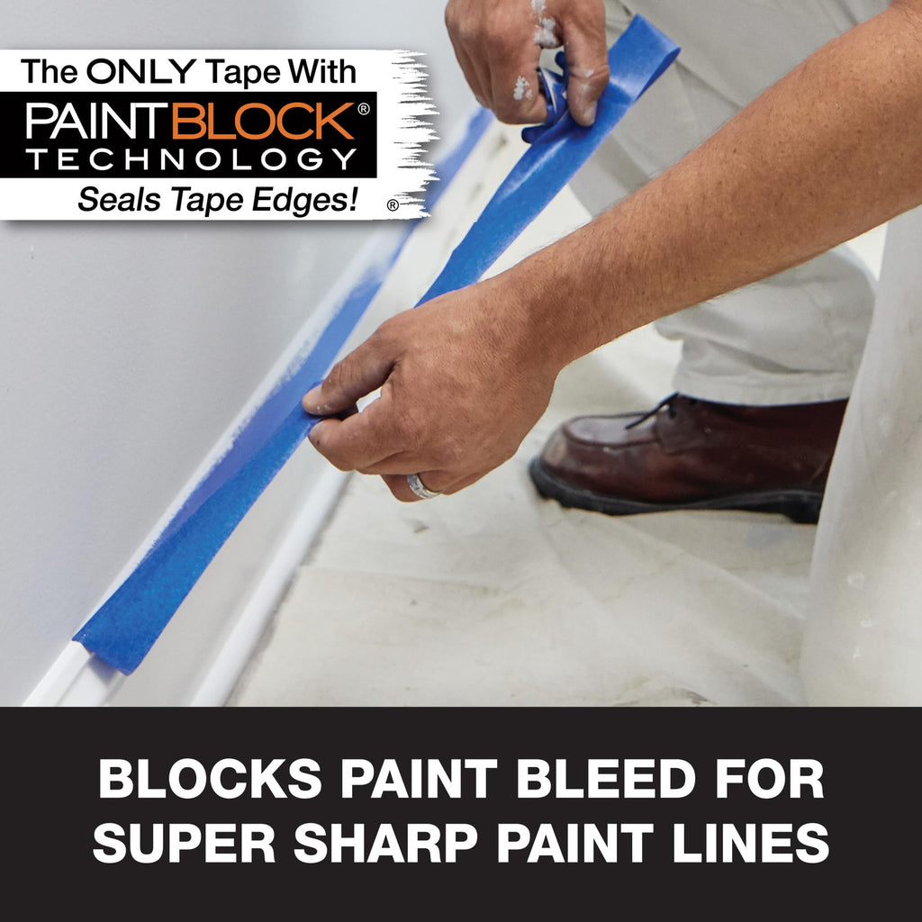 FrogTape ProGrade Blue Painters Tape with PAINTBLOCK, 1.5 Inch Wide (1.41 In. x 60 Yds), Medium Adhesion, Blue, 6 Rolls (242750)