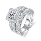 AVECON 5CT Princess Cut Engagement Wedding Ring Set for Women, Size 7