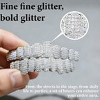 Custom Diamond Grillz for Men - Iced Out Detachable Gold & Silver Teeth Covers - Bling Hip Hop Mouth Jewelry (Silver)