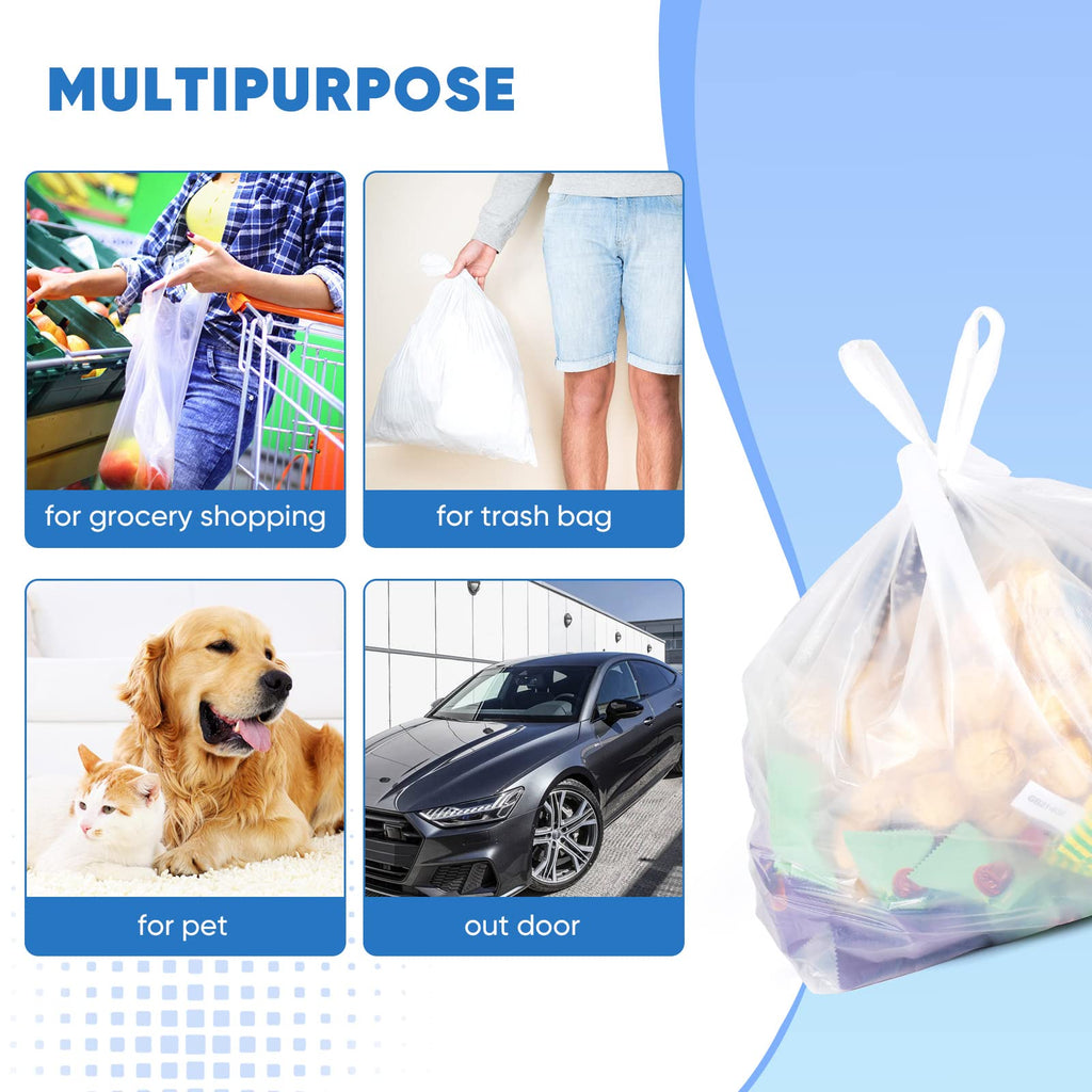 LimonLaviu Plastic Bags - 100 Pack (11.5'x 6.5" x 21') with Handles for Small Business, Restaurants, Grocery & Trash
