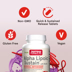 Jarrow Formulas® Alpha Lipoic Sustain with Biotin, 300 mg Alpha Lipoic Acid, Universal Antioxidant, Dietary Supplement, 60 Vegan Tablets, Up to a 60 Day Supply