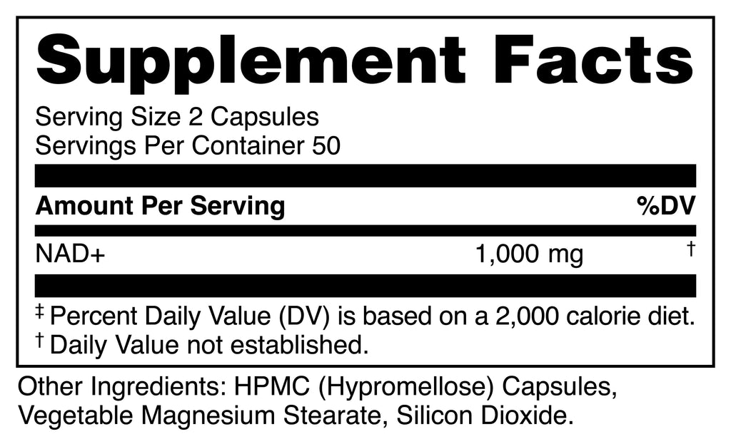Bucked Up NAD+ 1000mg | Nicotinamide Adenine Dinucleotide | Non-GMO, Gluten-Free, Third-Party Lab Tested | Cellular Coenzyme Supplement (100 Capsules, 50 Servings)