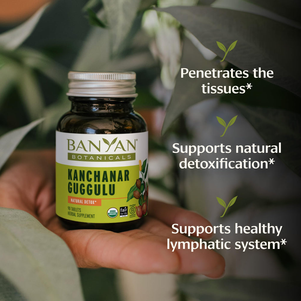 Banyan Botanicals Kanchanar Guggulu Tablets – Organic Lymph Supplement with Guggulu Resin – Promotes the Healthy Elimination of Natural Toxins* – 90 Tablets – Non-GMO Sustainably Sourced Vegan