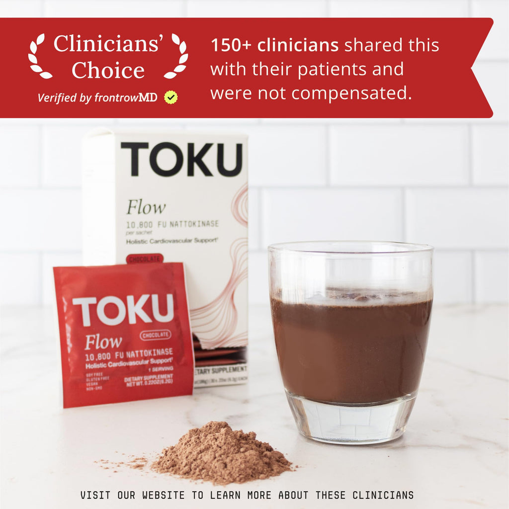 Toku Nattokinase 10,800 FU Supplement with Vitamin K2 MK7 & Oat Beta Glucan, Daily Circulation Support Powder, Plant-Based Drink Mix, Soy-Free, 30 Single-Serve Packets