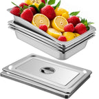 VEVOR 4 Pack Full Size Steam Table Pan,4 Inch Deep, 13L Capacity - Stainless Steel Food Container for Oven, Hotel - Anti-Jam Design
