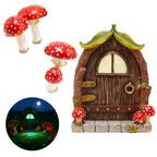 ChilArt Mushroom Fairy Door for Tree - Glow in The Dark Yard Art