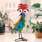 Natelf Outdoor Wacky Metal Rooster Yard Statue Decoration
