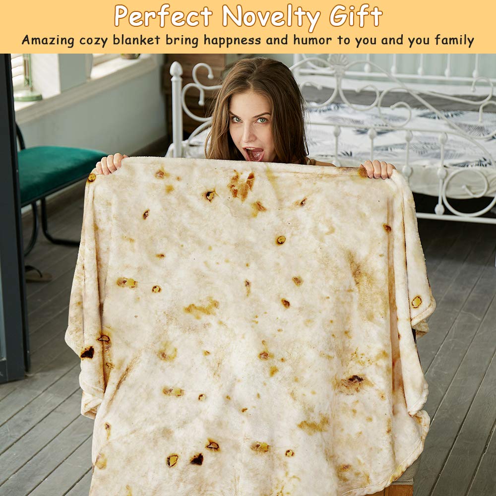 SeaRoomy 60 inches Burrito Tortilla Blanket, Funny Food Throw Blanket