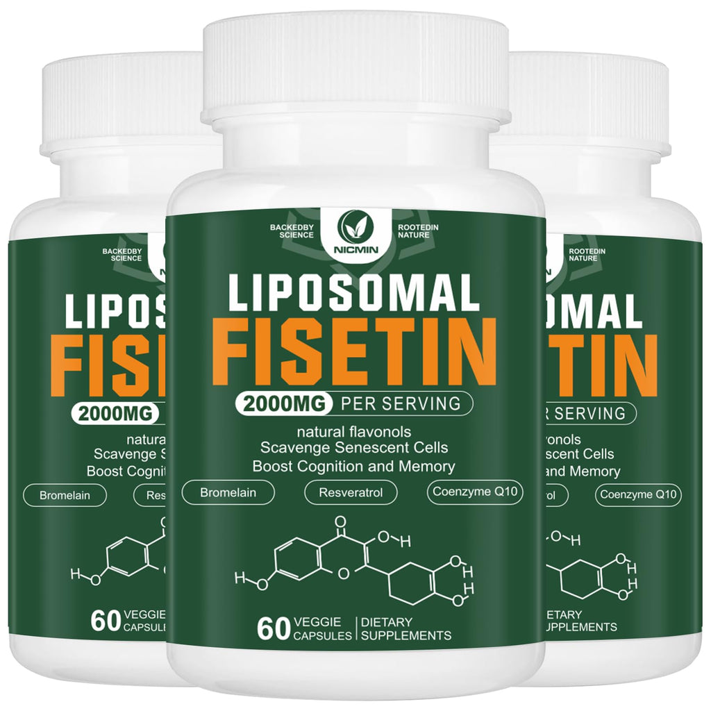 Liposomal Fisetin Supplement, 2000MG, 98% Pure Fisetin Polyphenols Antioxidants, with Quercetin, TMG and Resveratrol, for Healthy Aging, Cognitive Support, 180 Capsules