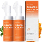 FluMisch Turmeric Kojic Acid Foaming Facial Cleanser, Kojic Acid And Turmeric Exfoliating Face Wash With Brush (4.23 fl.Oz), 2pcs