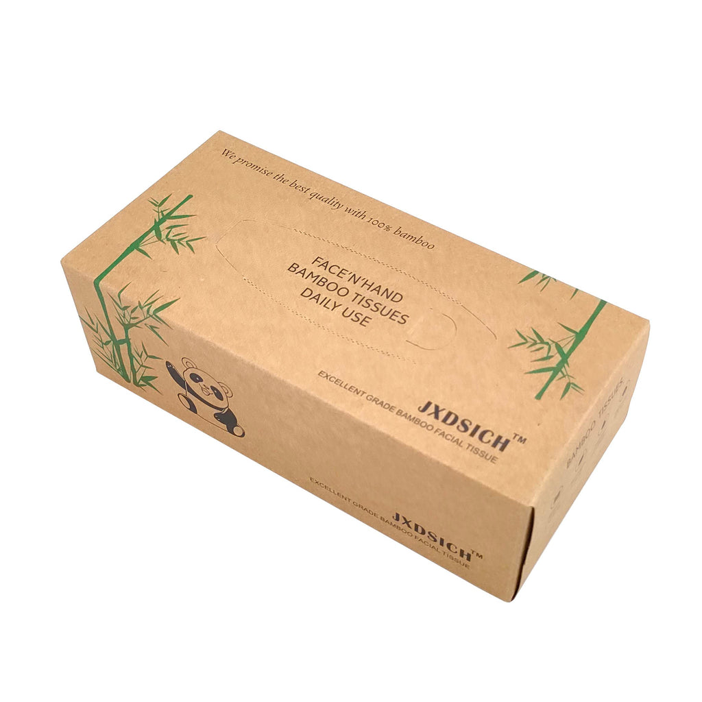 JXDSICH Bamboo Facial Tissues，soft nature bamboo facial tissue,100% virgin bamboo,Bulk carton of 8 boxes (100 Tissues per boxes,800 Tissues Total) | kraft paper Box, 3 Ply tissues