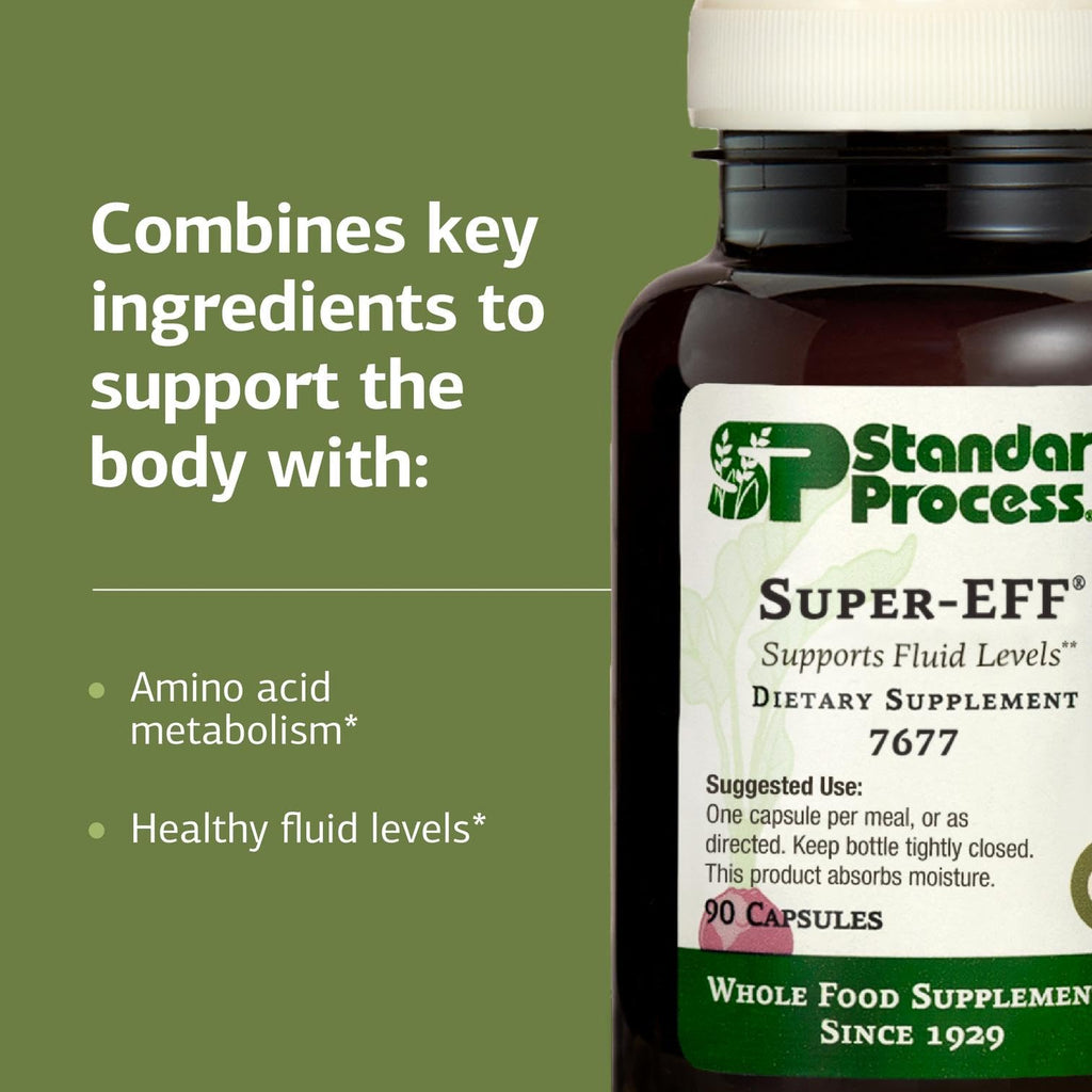 Standard Process Super-EFF - Fluid Level Dietary Supplement - Supports Healthy Energy Levels - Non-Dairy, Non-Soy & Non-Grain - 90 Capsules (90 Servings)