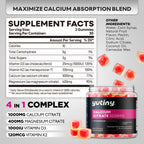Yutiny Calcium Citrate Filled Gummies, Extra Absorption Calcium Citrate 1000mg with Vitamin D3, K2 & Magnesium, Chewable Supplement for Bone, Muscle Health, 60 Count