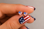 925 Sterling Silver American Flag Stud Earrings USA Patriotic 4th of July Independence Day Tiny Ear Stackable Jewelry Jewelry (Heart)