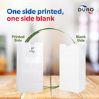 Duro 12# White Paper Lunch Bags 500 Count, Bulk Disposable SOS Paper Bags for Bread, Bagel, Deli & Restaurant Takeout or Delivery - 7.06 x 4.50 x 13.75 Inches
