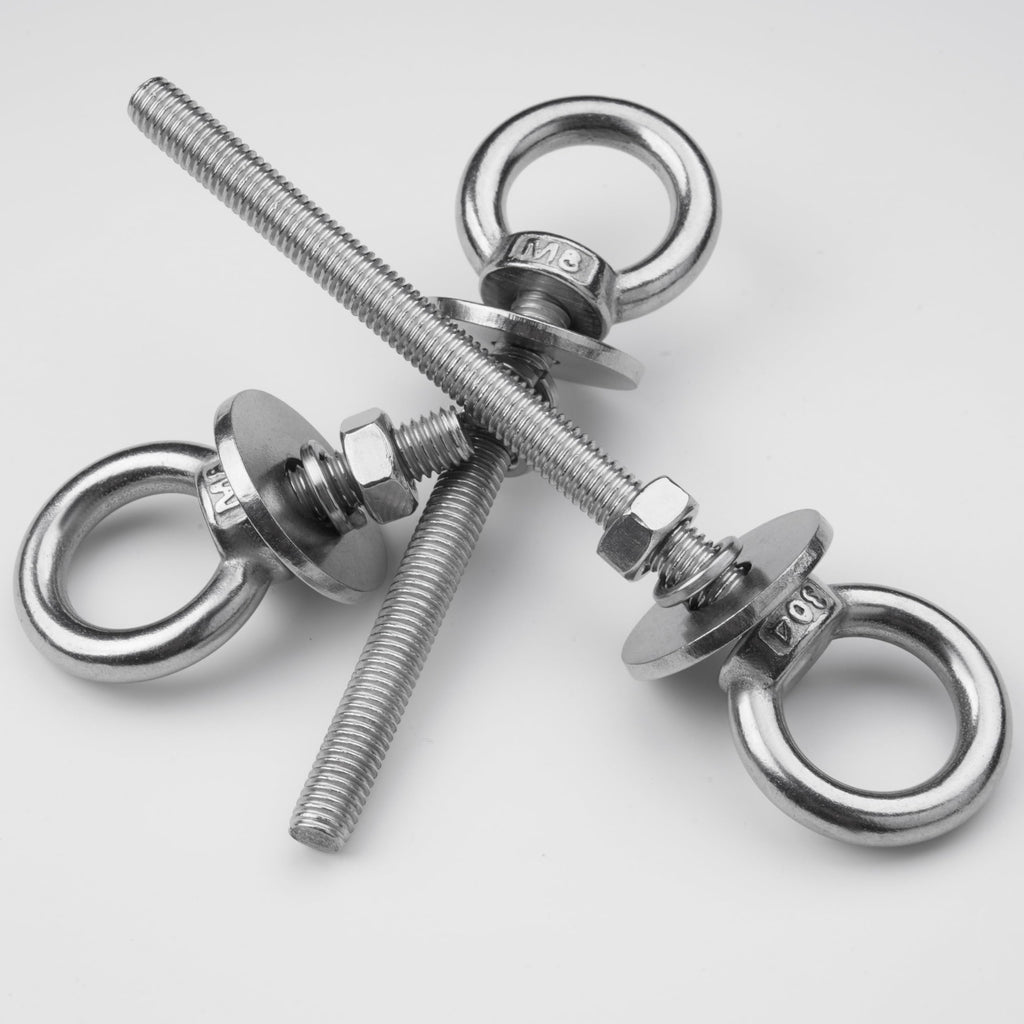 ZYUAROM 12 Pack M6 Stainless Steel Eye Bolts with Nuts, 1/4" x 3" Eye Bolts