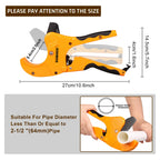 DOMINOX PVC Pipe Cutter, Cuts up to 2-1/2" PEX, PVC, PPR, Plastic Hoses& Plumbing Pipes,Ratchet PVC Cutter Tool with SK5 Blade and Aluminum Alloy Body