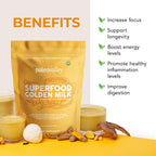 Paleovalley Organic Superfood Golden Milk - Immune, Focus, Cognitive, Longevity - Turmeric, MCT-Rich Coconut Milk, Functional Mushrooms, 30 Servings