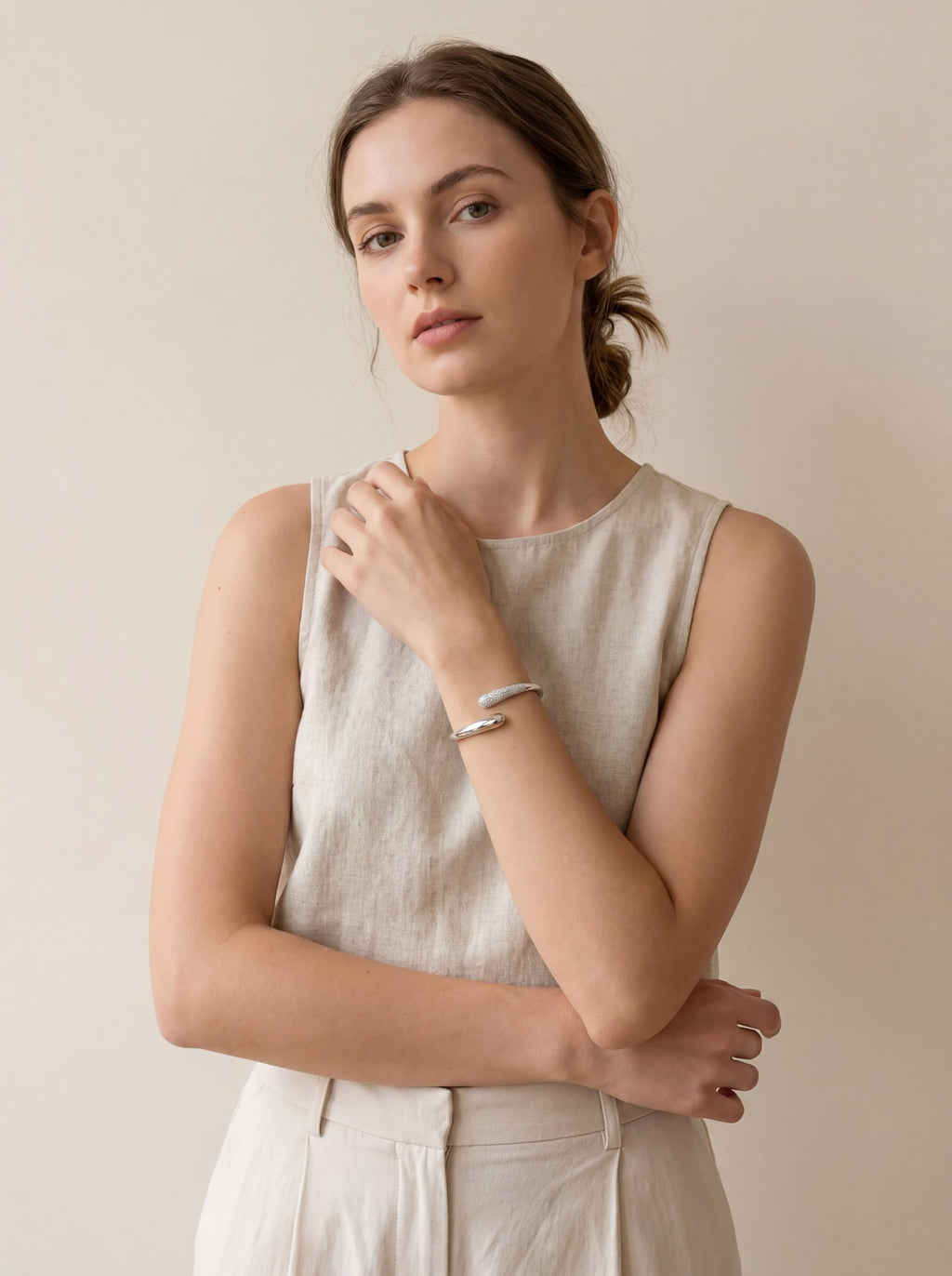 mulanci Gold Cuff Bracelets for Women, 14K Gold Plated Open Cuff Bangle Bracelet with CZ Pave, Minimalist Stackable Chunky Gold Bracelet for Women