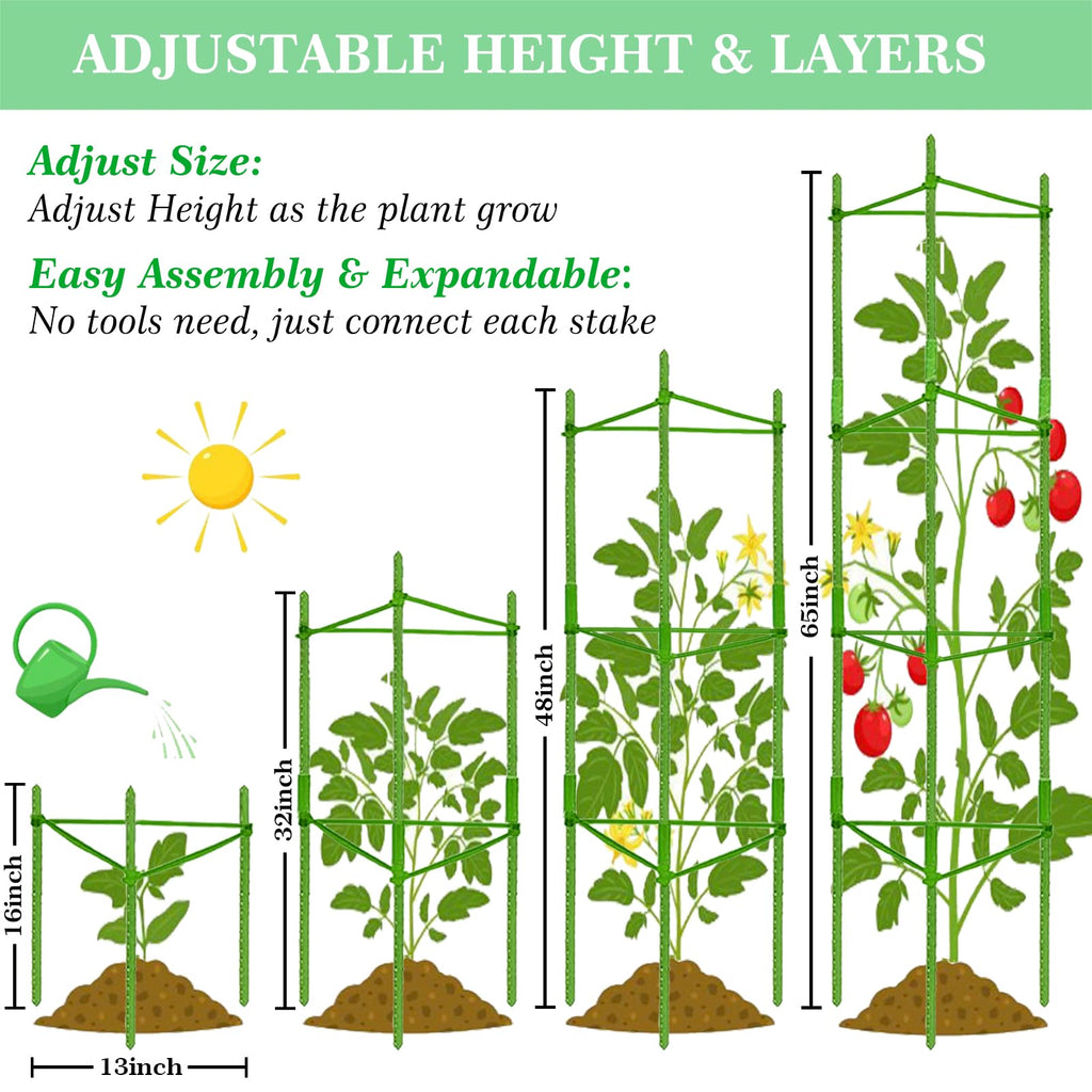 Moirsunt 66Inch Tomato Cage for Garden, 4Pack Plant Support Garden Stakes