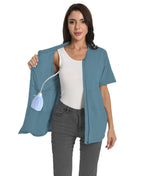 Mastectomy Shirt with Drain Pockets Breast Mastectomy Recovery Supplies Nephrostomy Drain Bag Tummy Tuck Must Haves Clothing Comfy Post OP Camisoles After Mastectomy Short Sleeve Shirts Peacock Blue