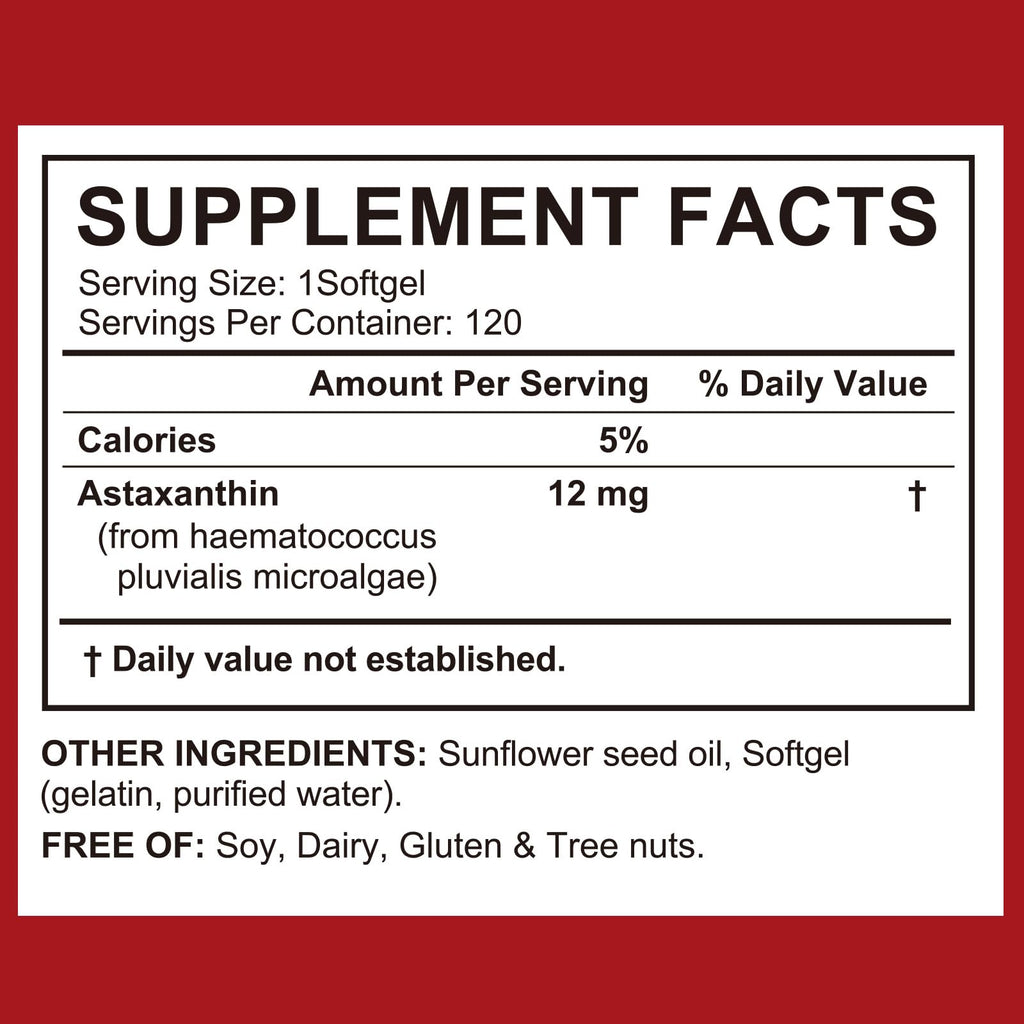 LTQXGT Astaxanthin Supplement 2PCS – Natural Antioxidant Support – 12mg High Strength Softgels – Clean Formula, Gluten-Free, Easy to Swallow Capsules for Daily Wellness
