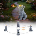 CIYSHO Dog Statue with Solar Butterfly, Cute French Bulldog Garden Statue