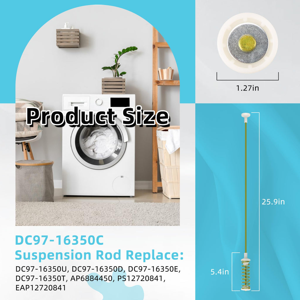 [New Upgraded] WA50R5200AW WA50R5400AV WA50R5400AW WA400PJHDWR Washer Suspension Rods Fit for Sam-sung Washer, Replace DC97-16350C DC97-16350E DC97-05280W DC97-16350U DC97-16350J/S by AMI PARTS