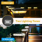 KEILAIMO Solar Post Cap Lights, 2 Pack Upgraded Outdoor Deck Fence Post Solar Lights for 4x4 5x5 Wood/Vinyl Posts, IP65 Waterproof, 10-12 Hours Warm/Cool White Glow for Garden/Patio/Porch - Black