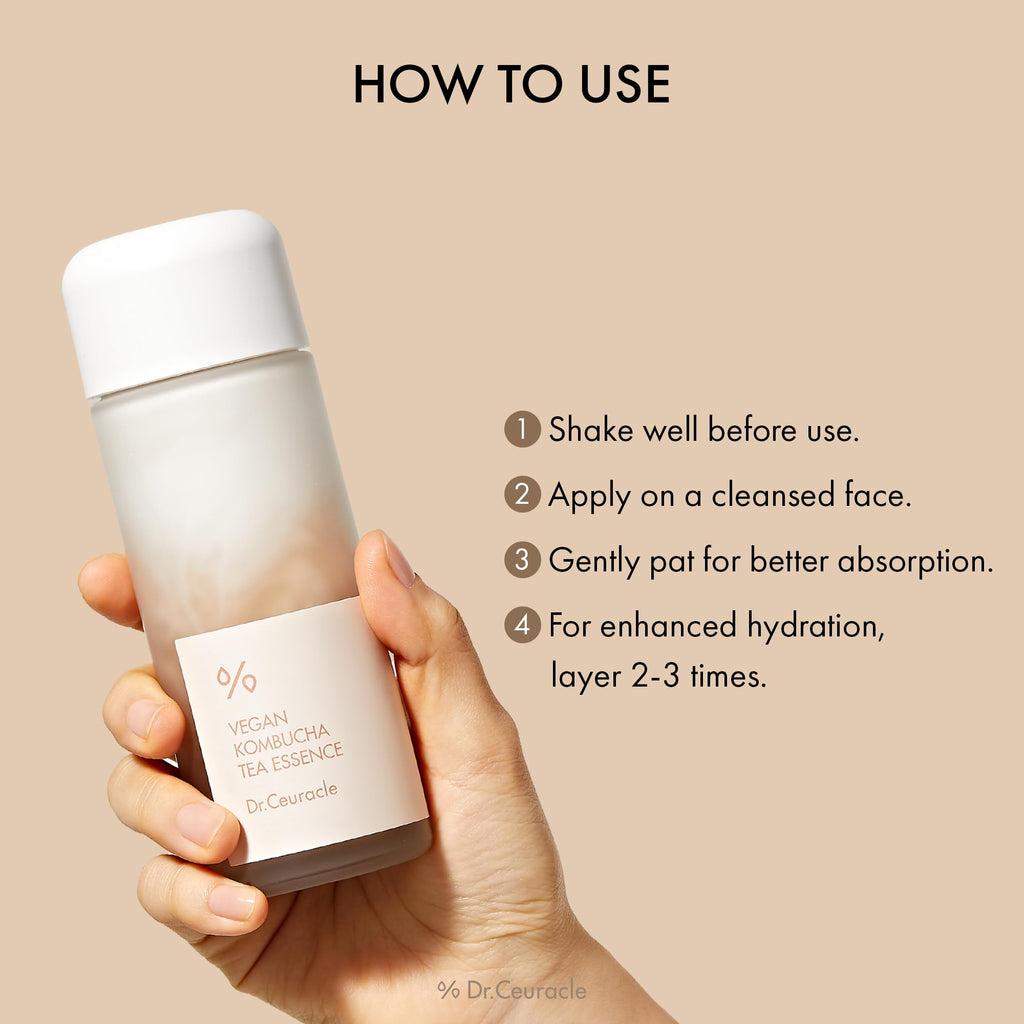 Dr.Ceuracle Vegan Kombucha Tea Essence - Hydrating Milky Toner with Kombucha Tea Extract, Centella Asiatica, Ceramide, Korean Skincare Essence (150 ml / 5.07 fl. oz.)