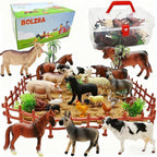 53-Piece Farm Animal Figures Toy with Fence & Building Blocks for Toddlers