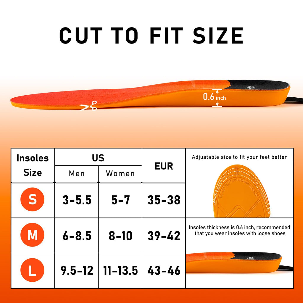 GTBriter Heated Insoles for Men Women APP Control 3500 mAh Rechargeable Heated Shoe Insoles Up to 13 Hours Heating Insoles Foot Warmer for Hunting Outdoor Work Hiking Camping-L