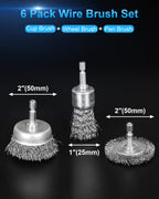 Rocaris 6 Pack Carbon Steel Wire Wheel Brush, Wire Brush for Dill