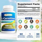 Best Naturals L-Carnitine 1000mg 60 Tablets (60 Count (Pack of 2))
